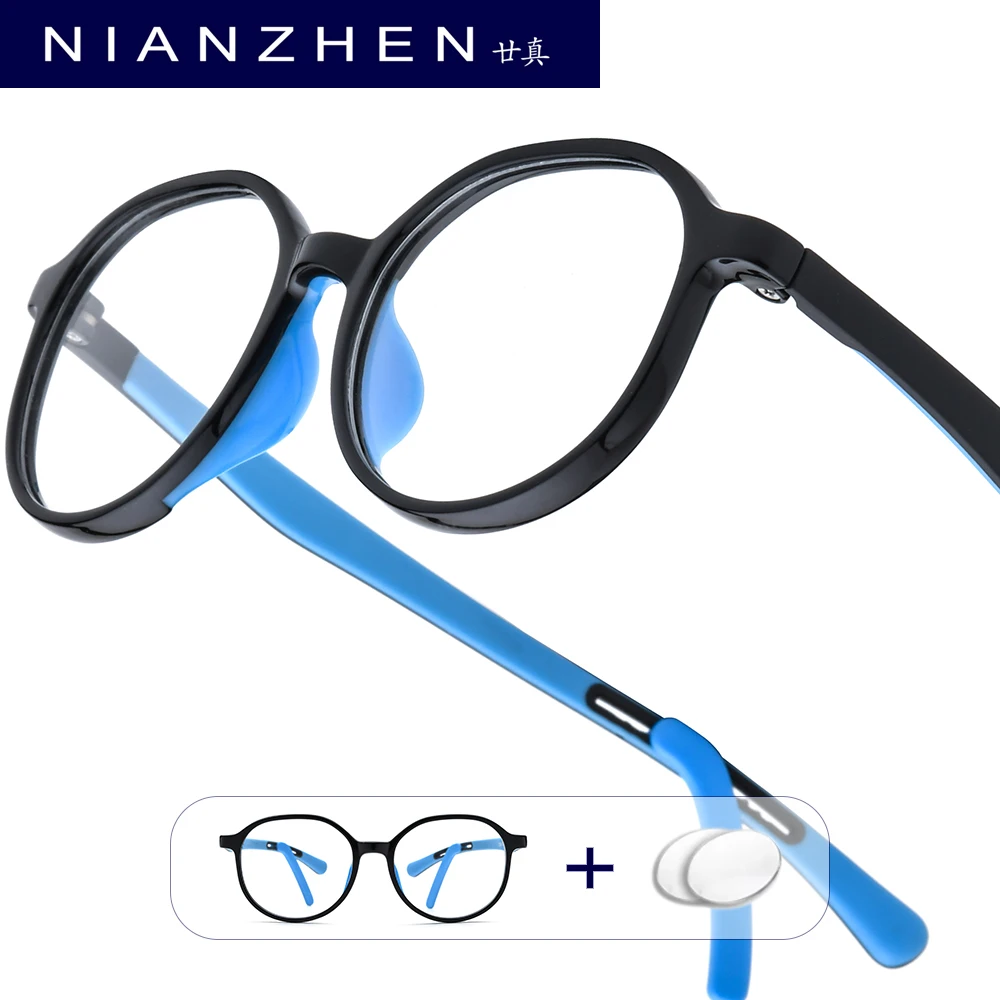 NIANZHEN Anti Blue Prescription Glasses Teenage Myopia Optical Lens Student Eyewear Polygon TR90 Kids Eyeglasses Frame 66142