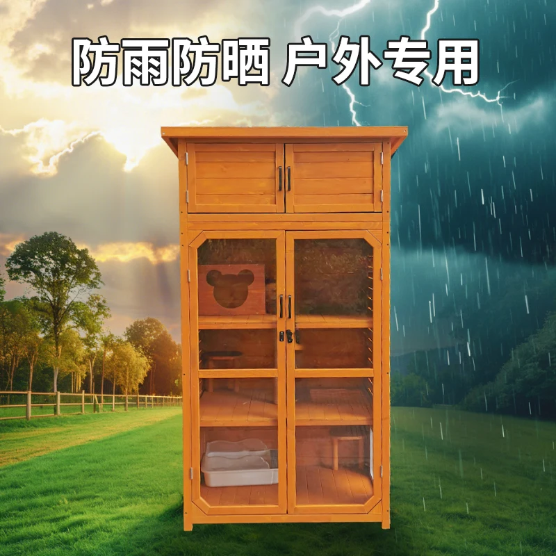 

Outdoor solid wood cat cabinet, courtyard cat house, rain protection and sun protection cat villa, ventilation