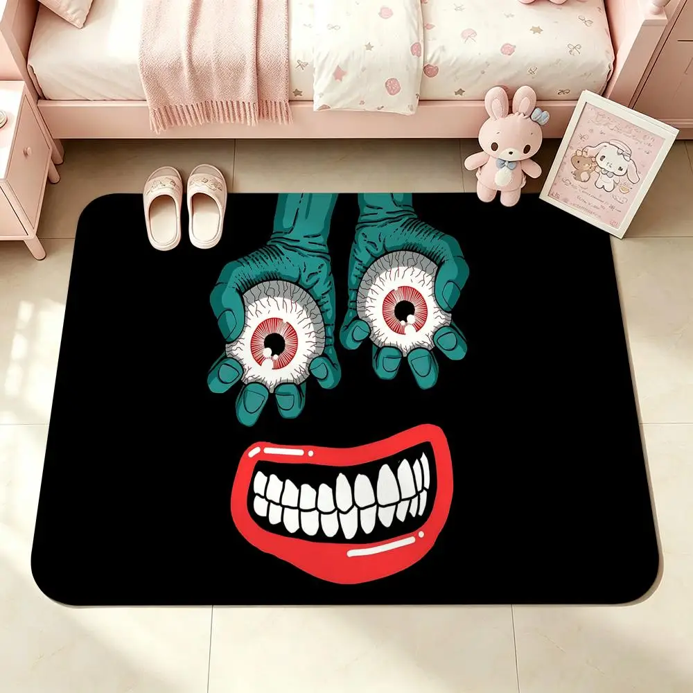 Weird Eyeball Mouth Pop Art Floor Mat Bedroom Carpet, Bathroom Foot Mat, Doormat, Non-Slip Absorbent Multi-Use
