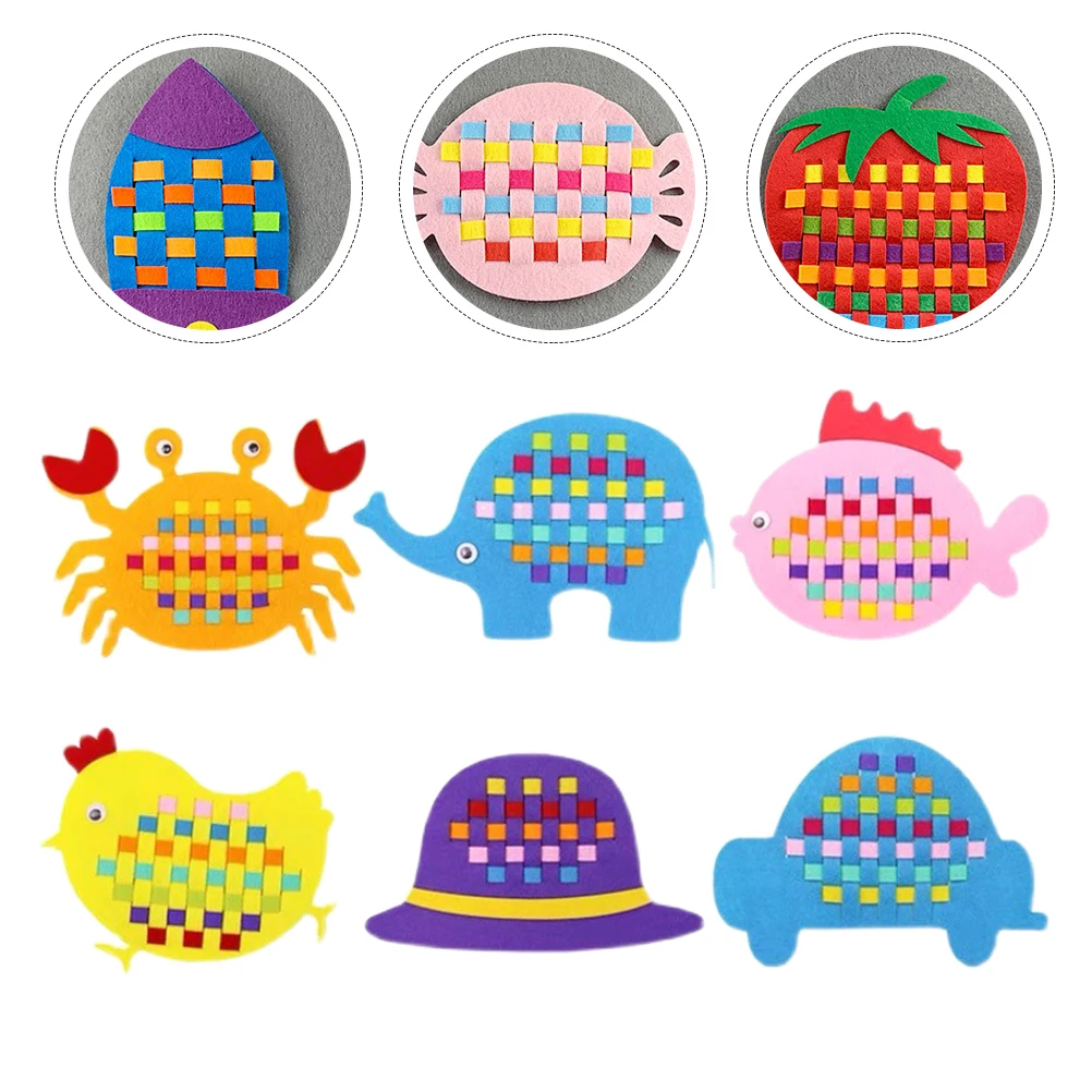

6pcs Woven Teaching Aids Non Woven Fabric Diy For Kids Early Learning Preschool Weaving Craft Handmade Educational Plaything
