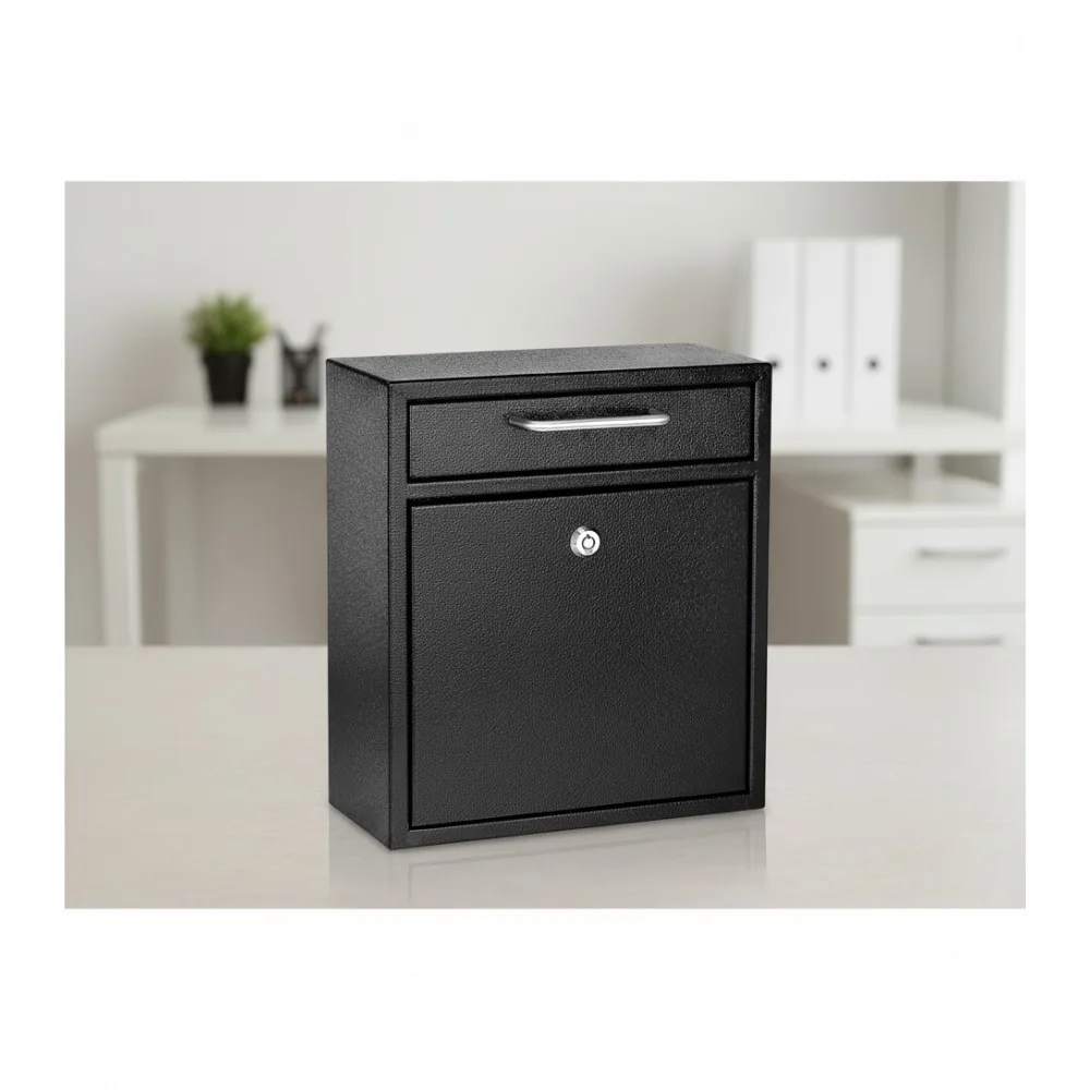 

Wall Mount Mailbox with Lock and Keys - Durable Steel Drop Box for Home, Office, Business Security