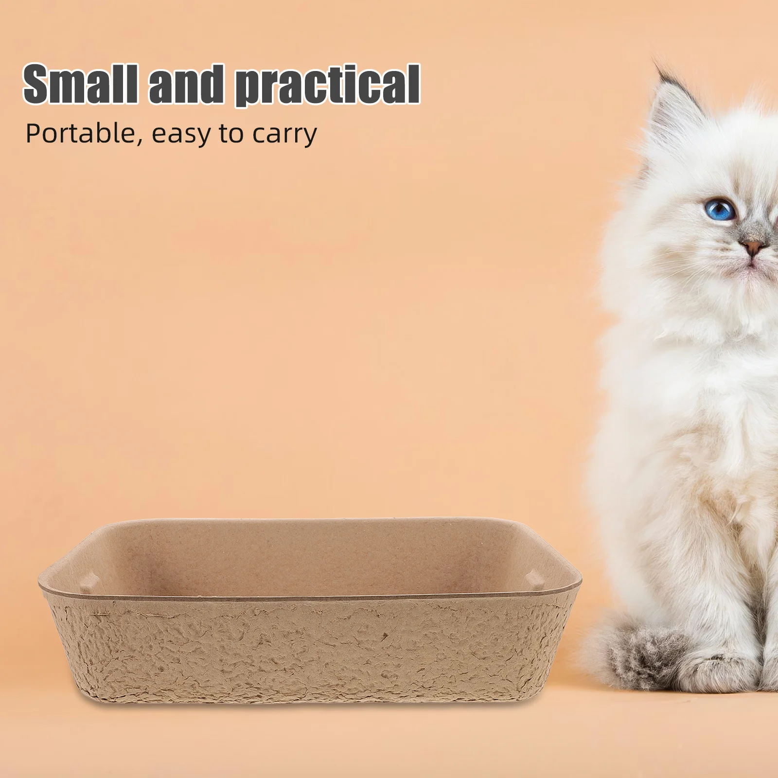 

3Pcs Paper Pulp Cat Litter Box Large Open Design Splash Proof Portable Travel Pet Toilet Tray for Kitten Hamster Bunny