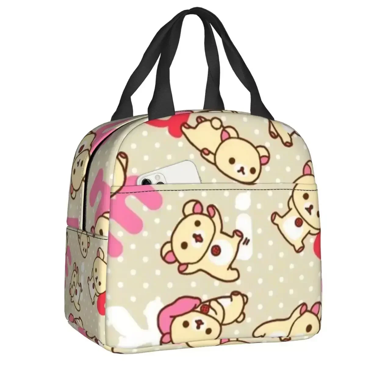 2023 New Rilakkuma Insulated Lunch Bags For Outdoor Picnic Anime Animated Characters Portable Thermal Cooler Bento Box Kids