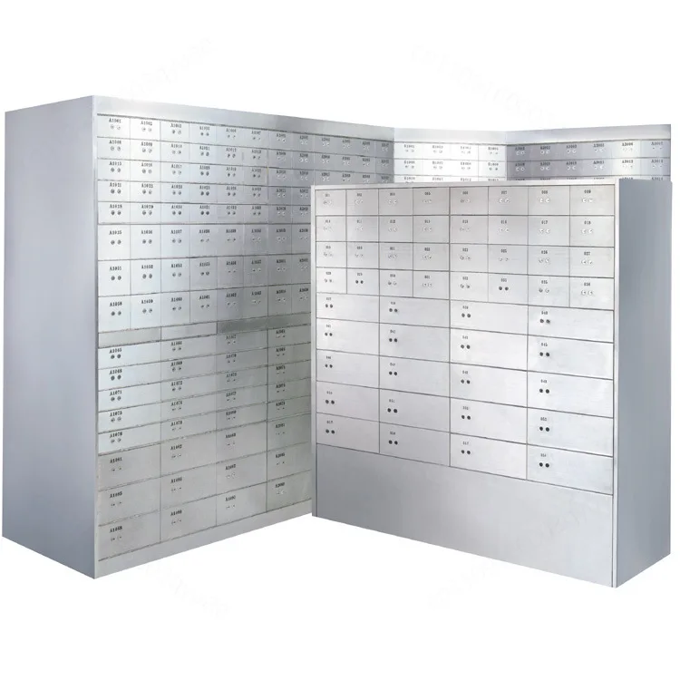 Stainless Steel Safe Deposit Box Cabinet with Double Locks, Anti-Magnet Safe Locker for Hotel Lobby  Custom Size Available