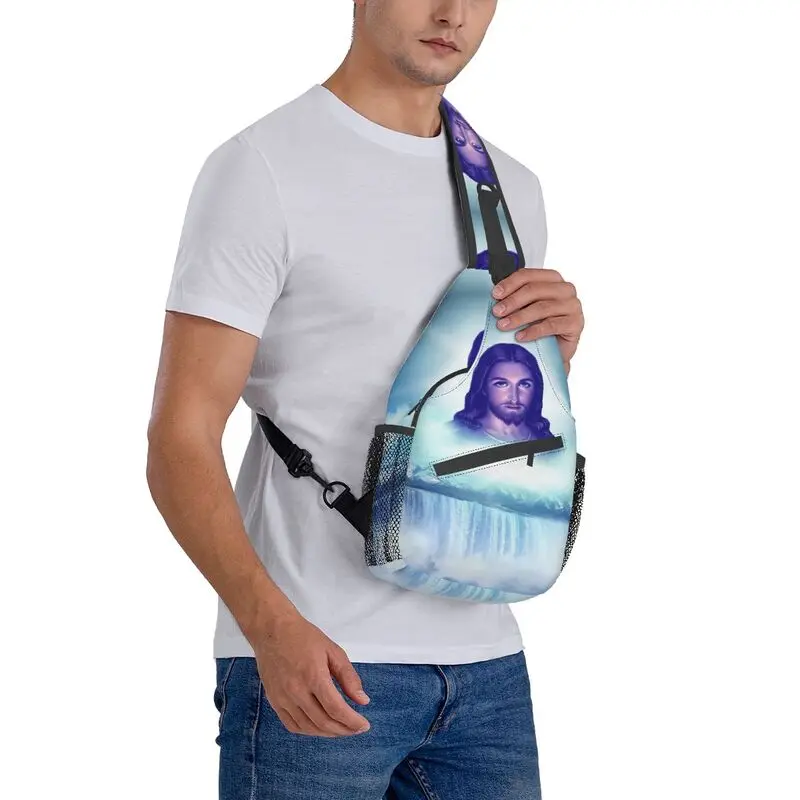 Mochila cruzada de hombro para hombre, bolso informal de Salvador, Jesús, Cristo, para viaje, senderismo, Dios cristiano, para el pecho