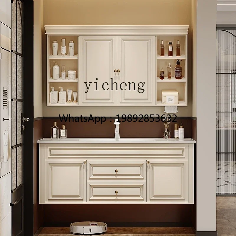 

Комбинация шкафа для ванной комнаты в стиле ретро, керамическая интегрированная раковина из цельного дерева, кремовая раковина для унитаза, умывальник