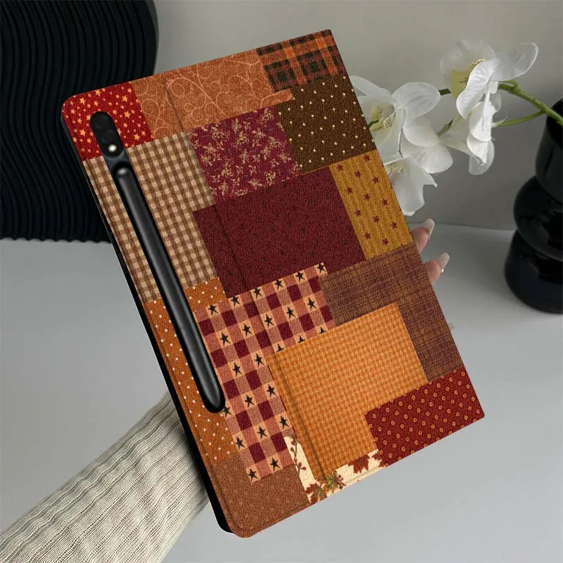 

Autumn Plaid Patchwork Fabric Gift Tablet Case For Samsung Galaxy Tab S7 S8 S9 S10 FE Lite