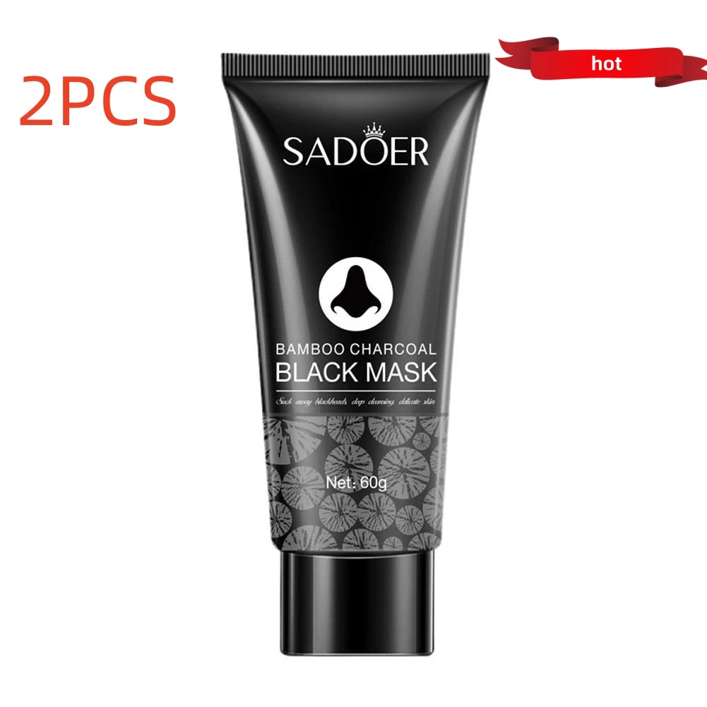 Blackhead Remover Black Mask Face Acne Treatment Peeling Peel-Off Shrink Pores Bamboo Charcoal Cleaning Nose Mask 2PCS