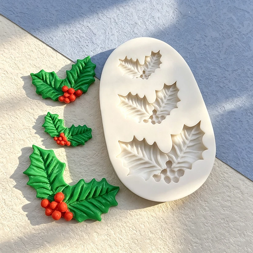 Holly Berry Weihnachten Silikon Kuchen Backform Sugarcraft Schokolade Cupcake Form Fondant Dekorieren Werkzeuge
