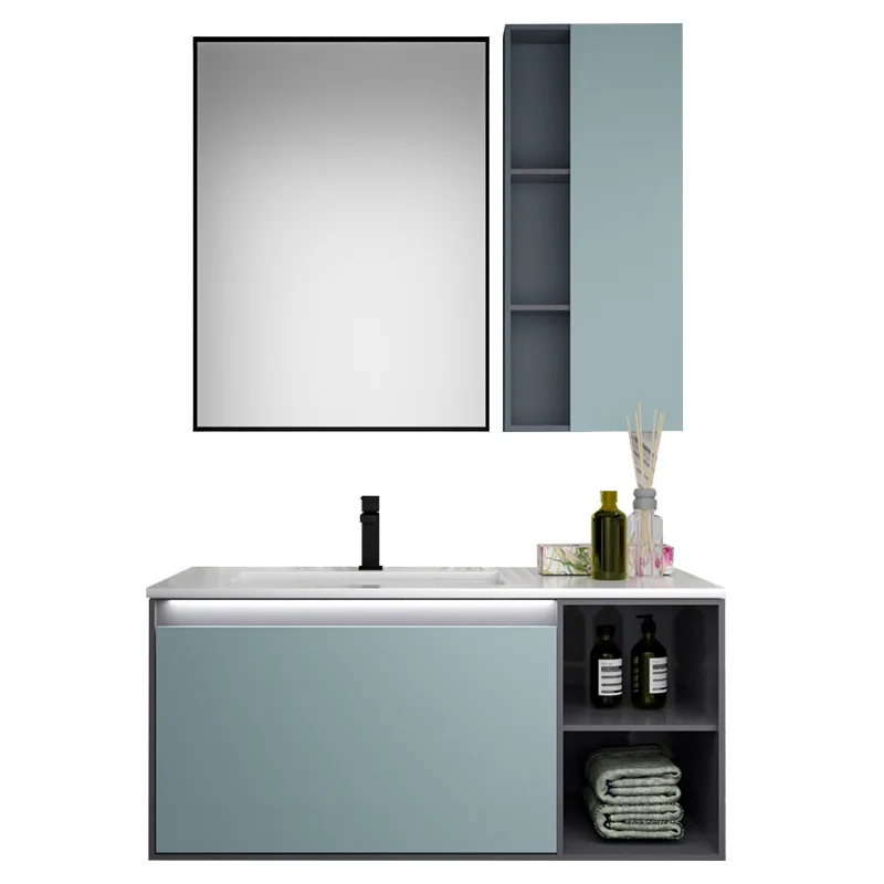 

Solid wood rock slab bathroom combination modern simple smart bathroom washstand bathroom face basin cabinet