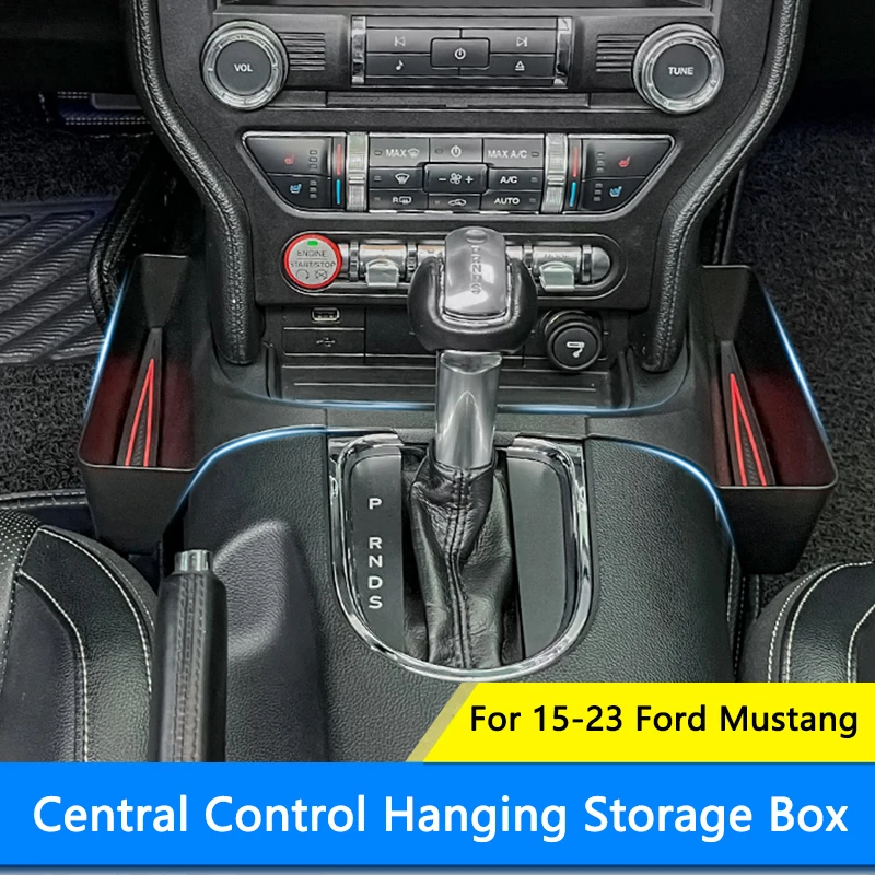 

QHCP Car Storage Box Central Gear Shift Side Tray Pallet Organizer Case Tidying Trim For Ford Mustang 15-23 Interior Accessories