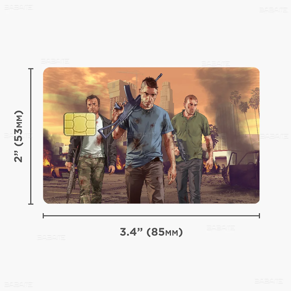 لعبة G-Grand T-Theft A-Auto Game أنيمي ملصق فيلم غطاء الجلد للصغيرة الكبيرة لا رقاقة بطاقة الائتمان الجانب الأمامي #4