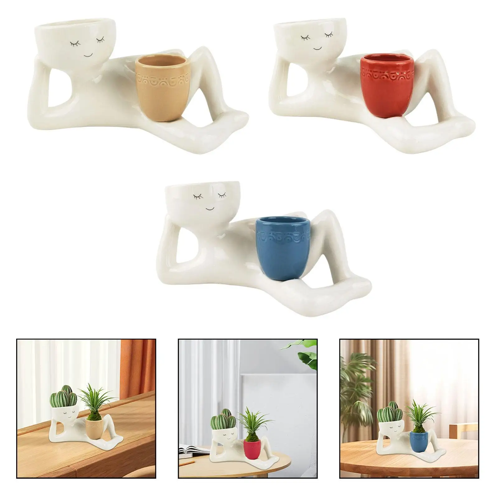

Resin Plant Pot with Lying Figure Design for Living Room And Patio