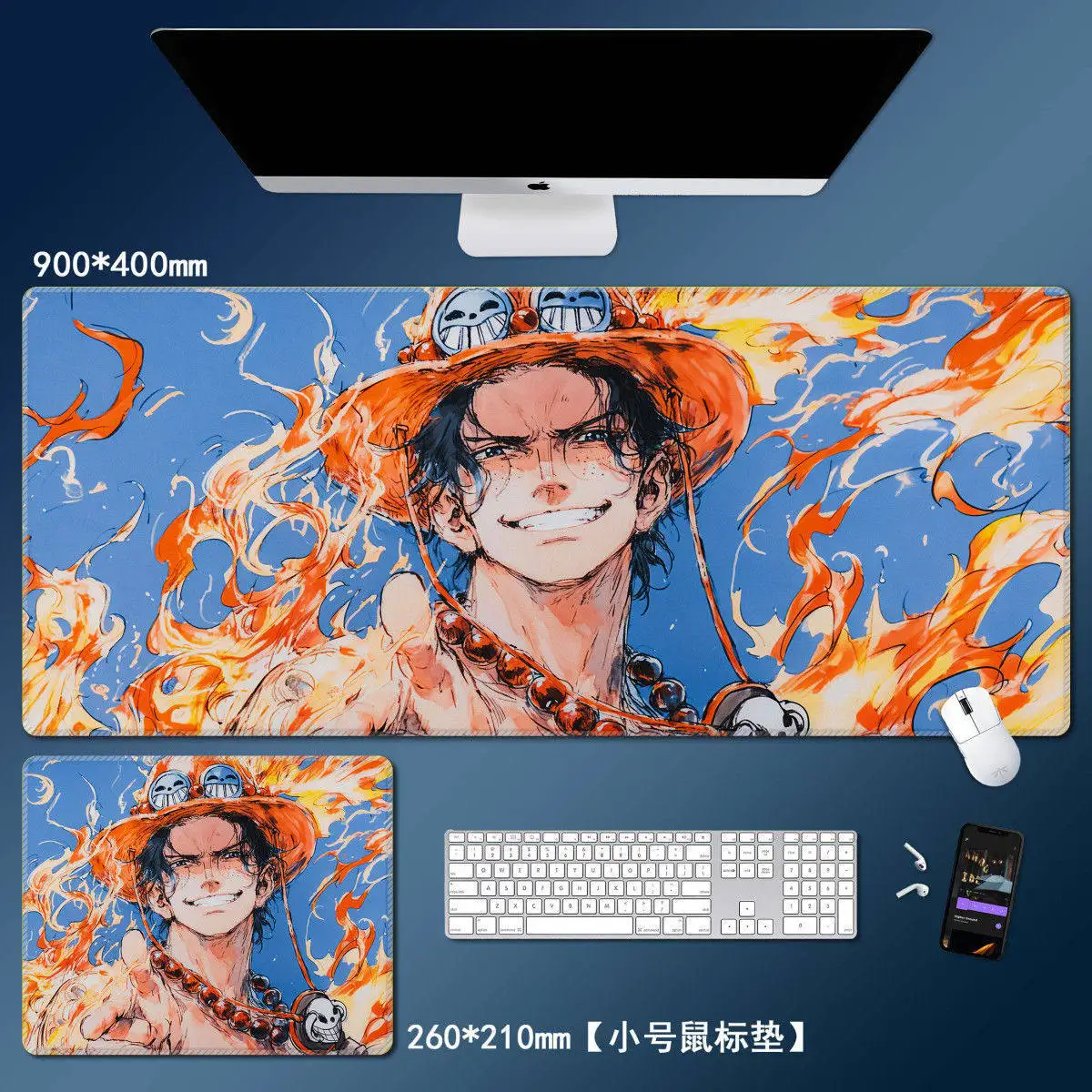 Cartoon Multi-size Non-slip and Dirty Leather Mouse Pad Cute ONE PIECE Oversized Mouse Pad Large Luffy Roronoa Zoro Keyboard Pad