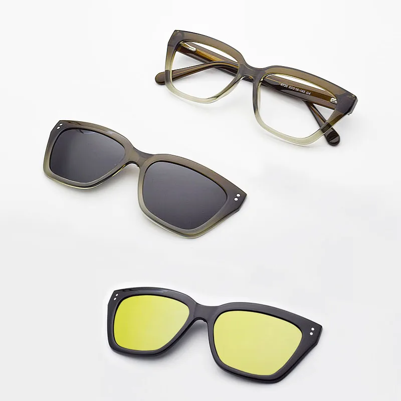 Butterfly Shape Glasses Frame For Lady Polarized Magnet Clip On Sunglasses Myopia Men Eyewear Driving Mirror Transparent Frame