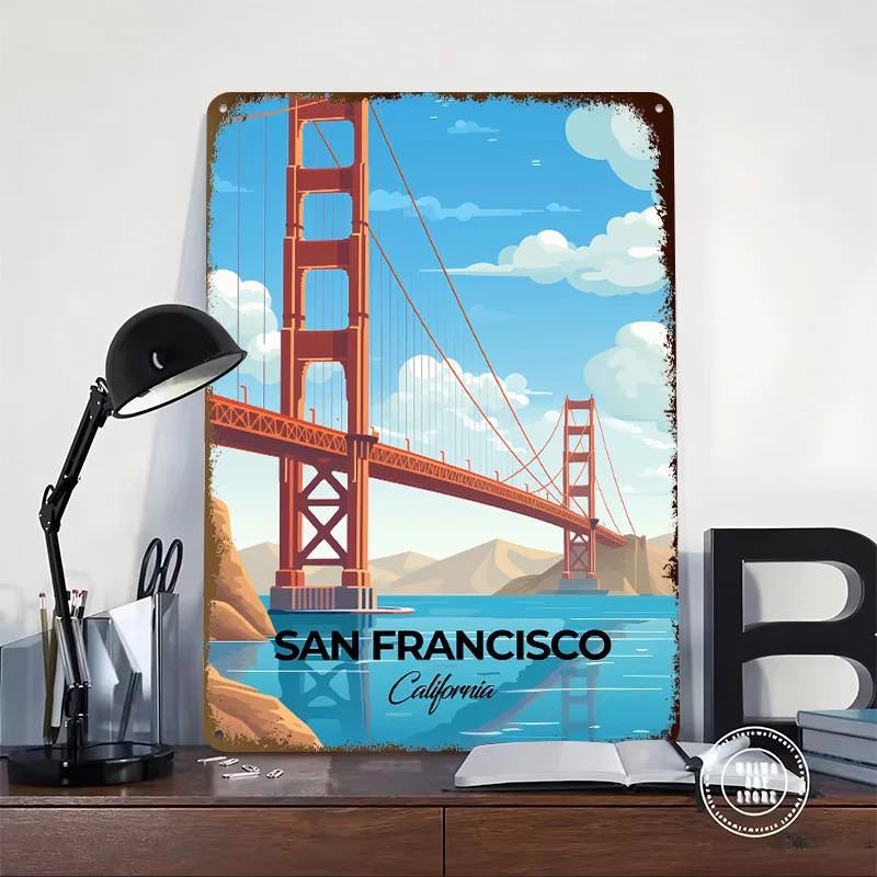 San Francisco Travel Metal Poster Custom Wall Art Retro Vintage Tinplate Signs for Man Cave Home and Decoration Gaming House