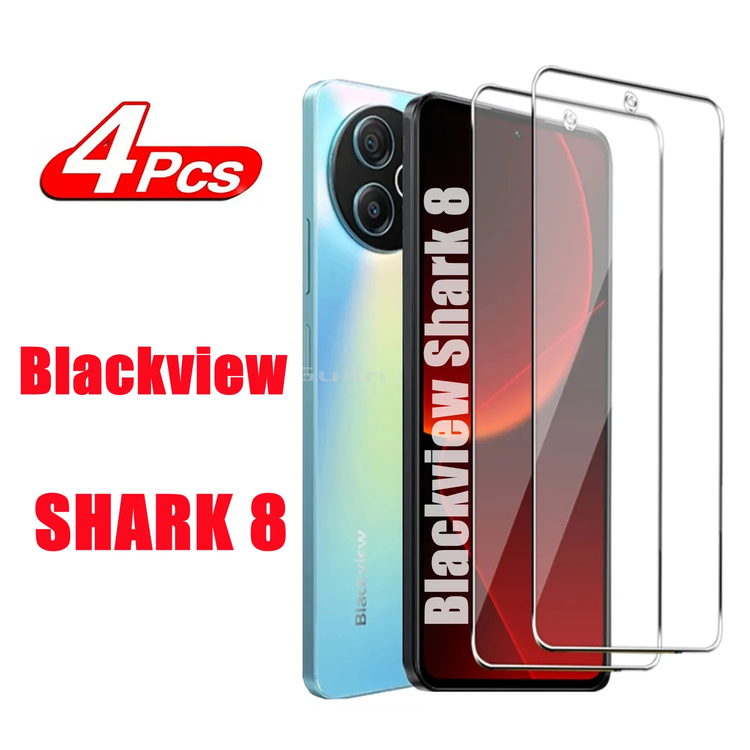 2/4 шт. HD прозрачная защитная пленка с твердостью 9H для Blackview Shark 8, закаленное стекло для защиты мобильного телефона