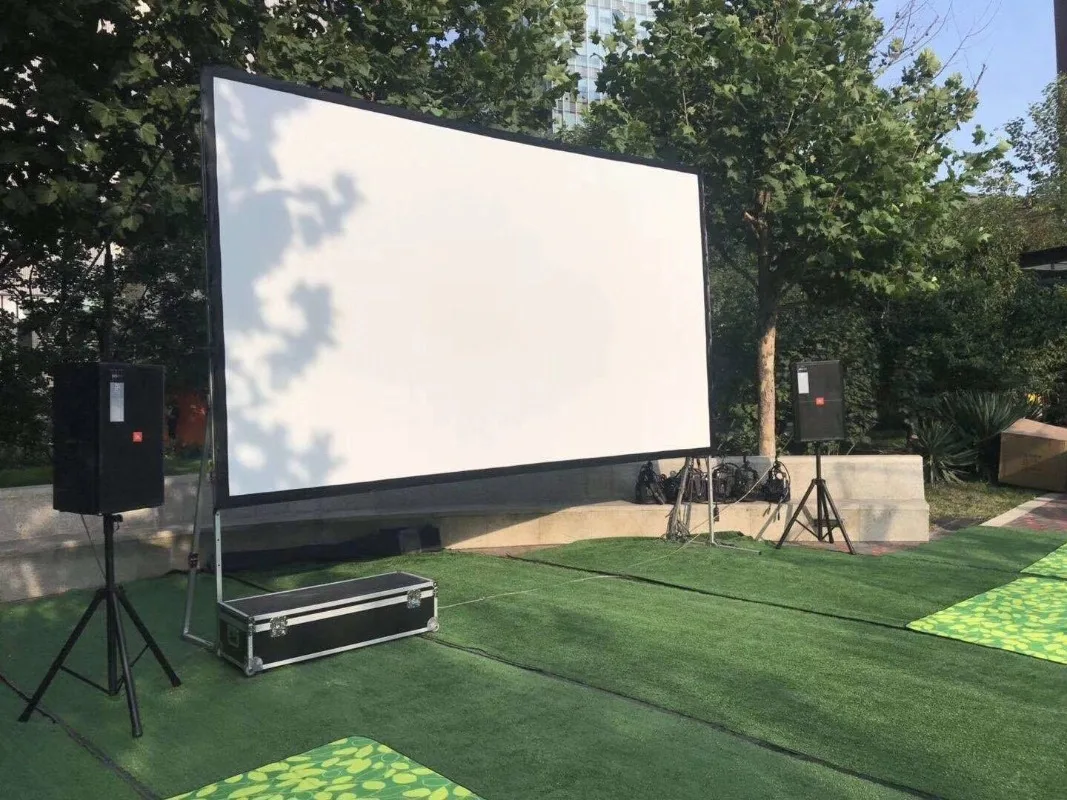 PVC Fast Fold Projection Screen 160 Inch 16:9 Front Outdoor Home Theater Projector with Aluminum Alloy Stand