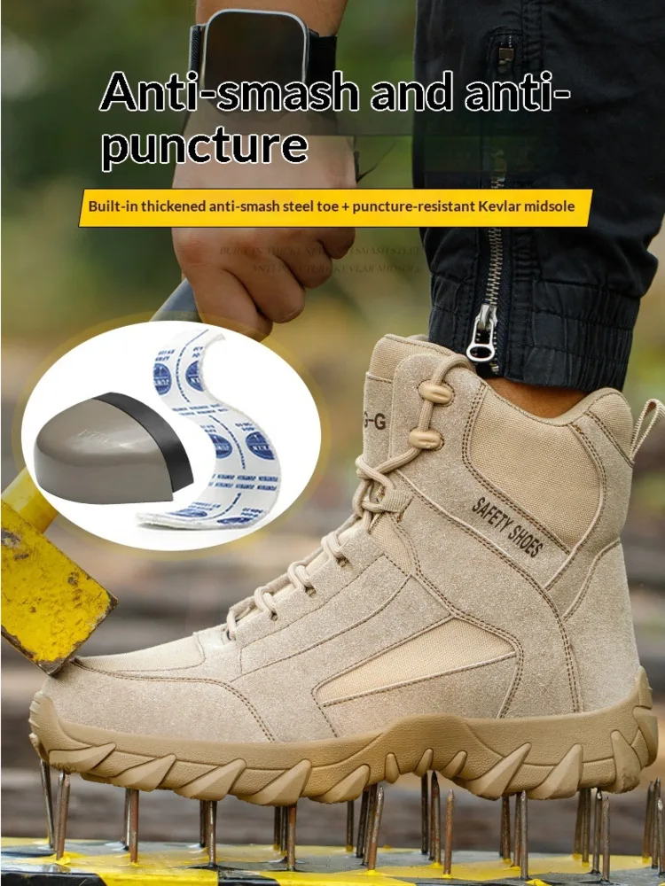 

2026 Men's Safety Boots Steel Toe Work Shoes Construction Puncture-proof Impact-resistant Slip-resistant Protective Shoes