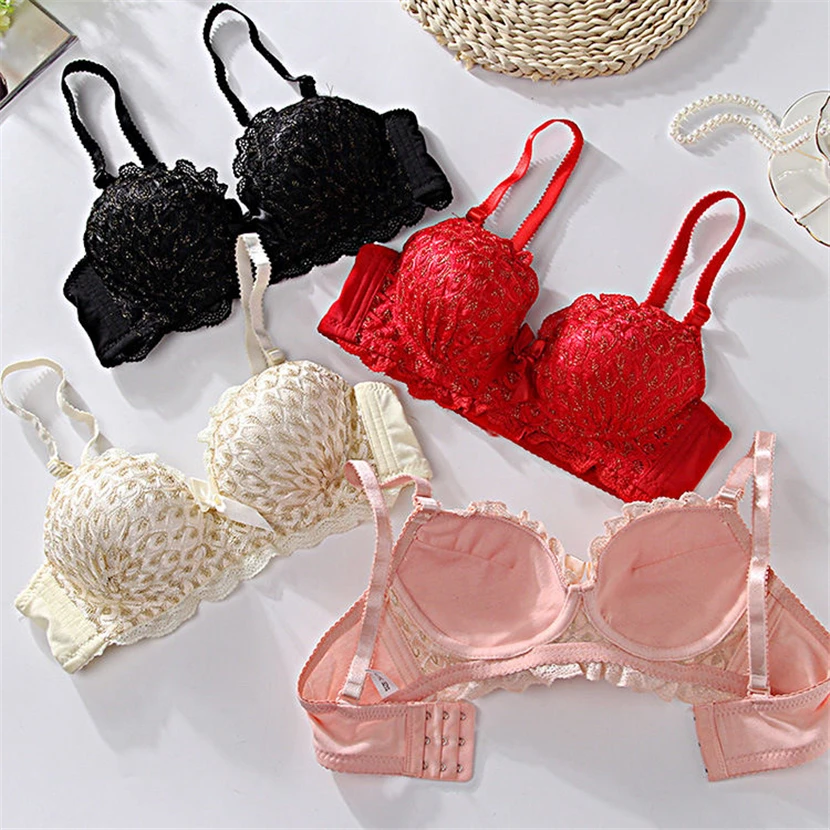 Women Underwear Sets Small Chest Gathered No Steel Ring Thin Section Summer Beautiful Back Sexy Temptation Young Ladies Bra Set