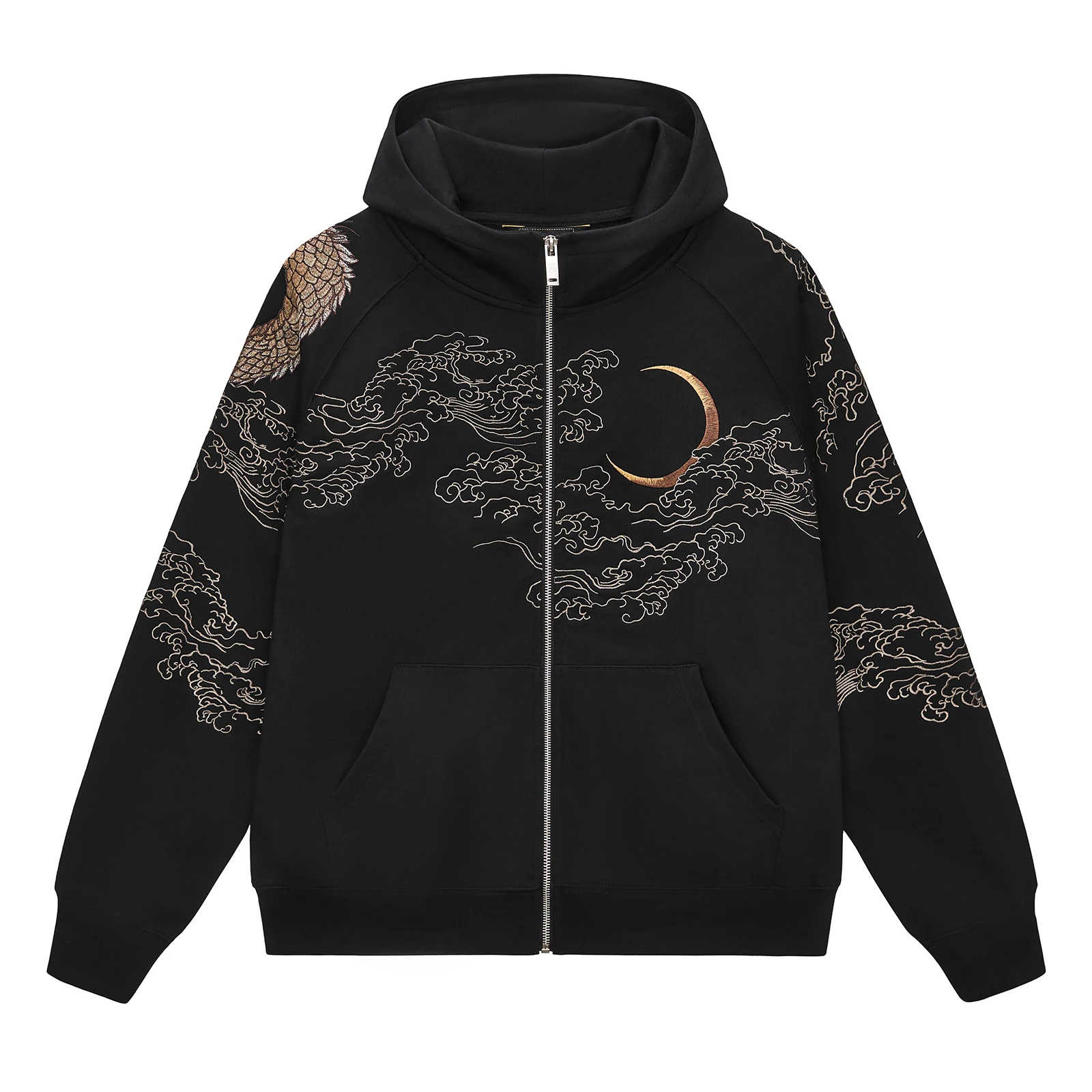 Jaqueta Moletom com Zíper Hip Hop Outono 2026 Y2K com Bordado de Flor e Dragão Chinês, Casaco com Capuz de Algodão Estilo Harajuku Streetwear