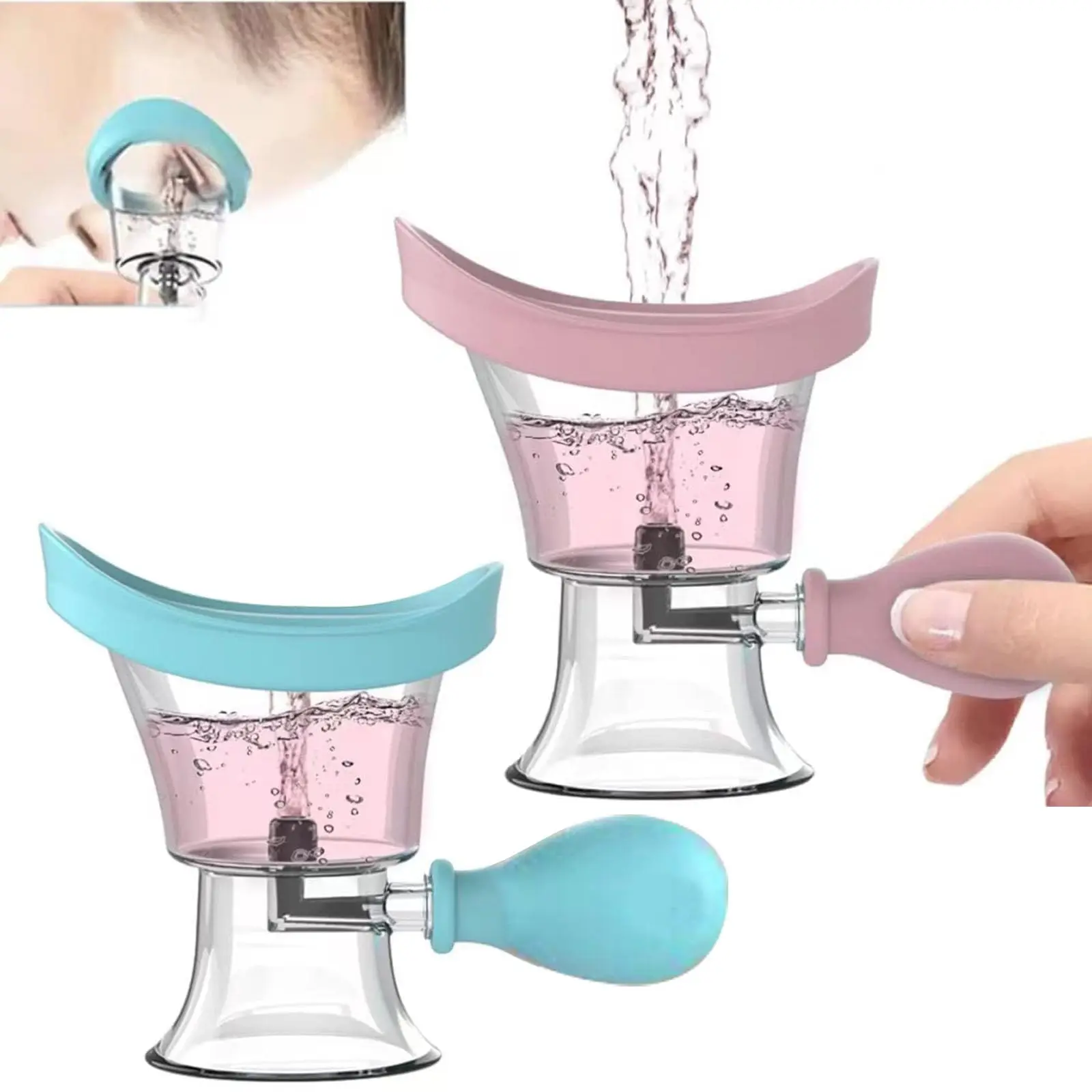 Eye Wash Cup Eye Wash Cleaner Silicon Manual Air Pressure Eye Cleaning Tool for Eye Rinse Clean Dust Makeup Soothing Tired Eyes