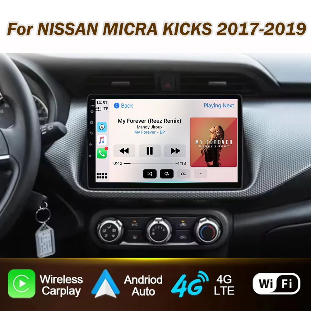 Car Radio For NISSAN MICRA KICKS 2017 2018 2019 Carplay Android Auto Stereo Multimedia Player GPS Navigation Autoradio 4G+WIFI