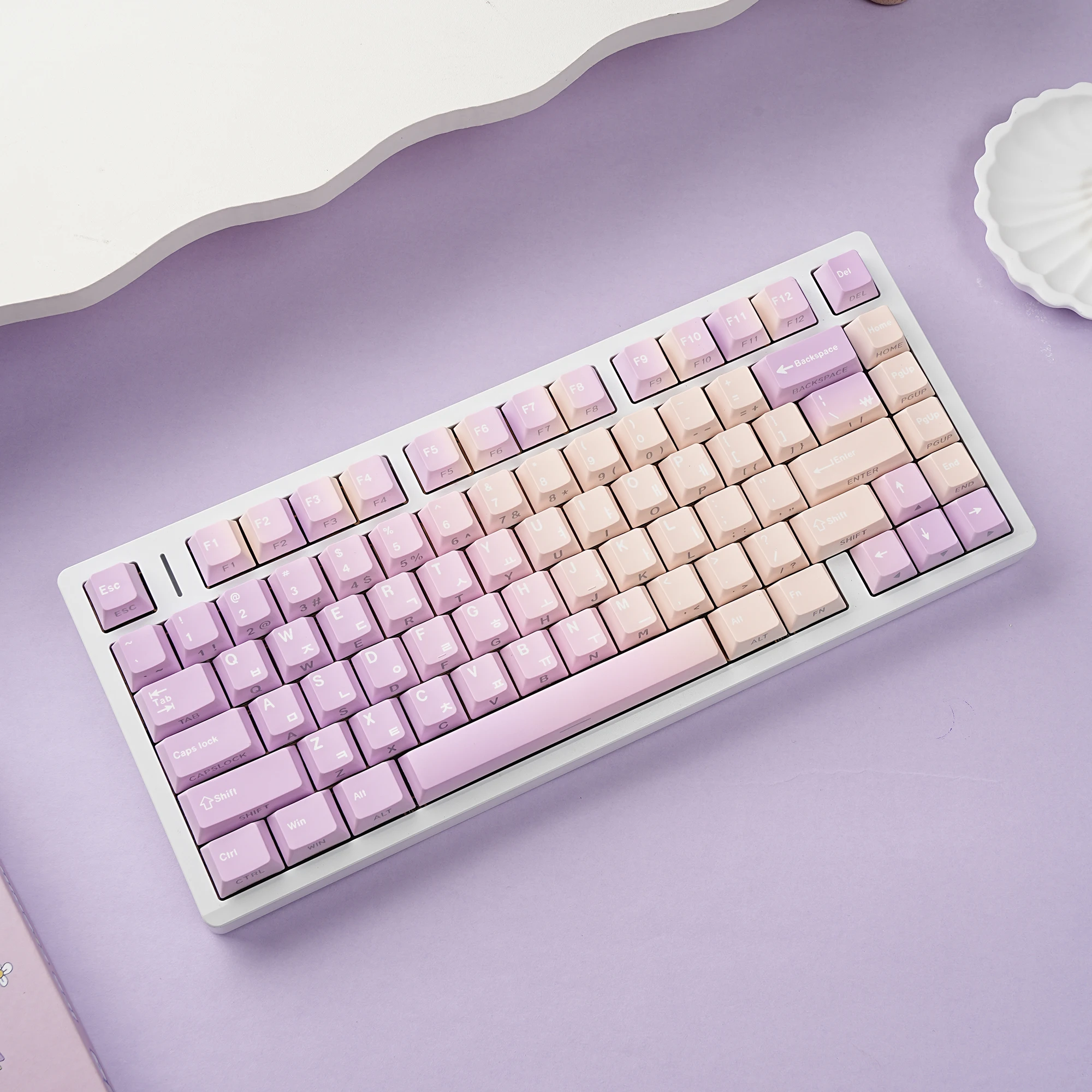 Purple Gradient Keycaps For Mechanical Keyboard PBT Cherry Key Caps Spanish Korean German French Russian 131 Keys For MX  Switch