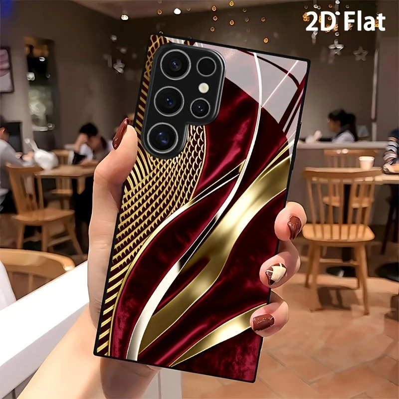 Red velvet texture pattern TPU glass phone case, suitable for Samsung S26/S25/S24/S23/S22/S21/S20 and other models.
