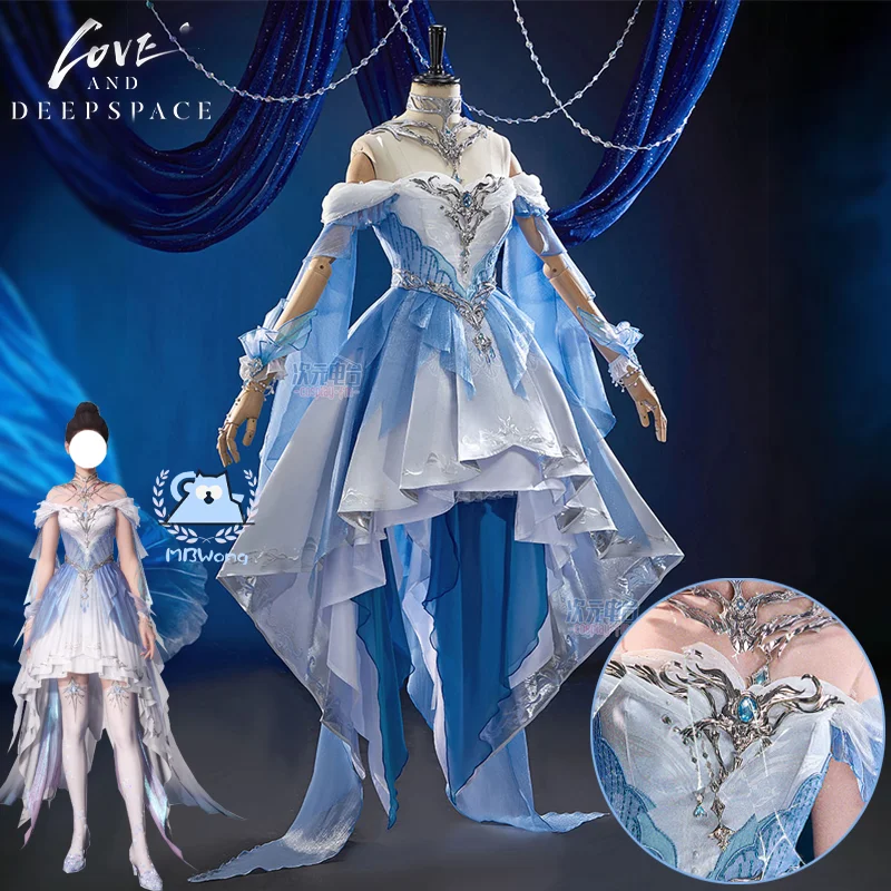 Love and Deepspace Player Cosplay Costume Game Deepsea Waves Outfit Blue Dress Rafayel Bride Hallowmas Party Adult Women Role
