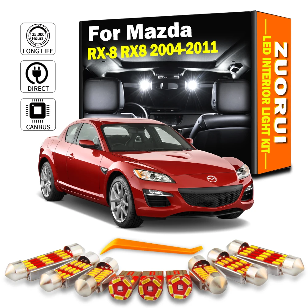 

ZUORUI 14 шт. автомобильные лампы светодиодные внутренние дверные купольные лампы комплект для Mazda RX-8 RX8 2004-2007 2008 2009 2010 2011 автомобильные аксессуары