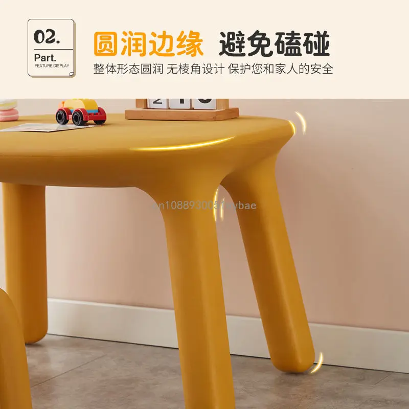 Nordic Children's Study Tables and Chairs Anti-collision Environmentally Friendly Plastic Study Table Desk Outdoor Small Bench