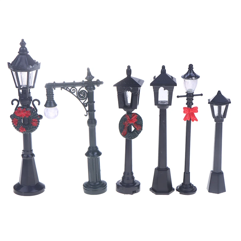 2/12 pçs casa de bonecas brinquedo em miniatura modelo miniaturas acessórios decoração móveis mini luzes rua simulação ornamentos