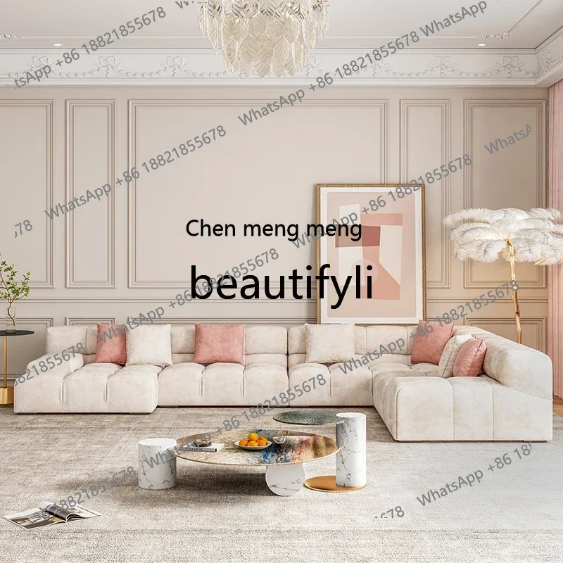 z183  Furniture Fabric Sofa Light Luxury Italian Minimalist Large Flat Floor Living Room Simple French Style