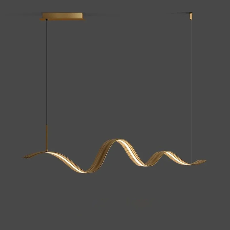 Modern luxury wave pendant lights designer dining room chandeliers copper hanging light fixture