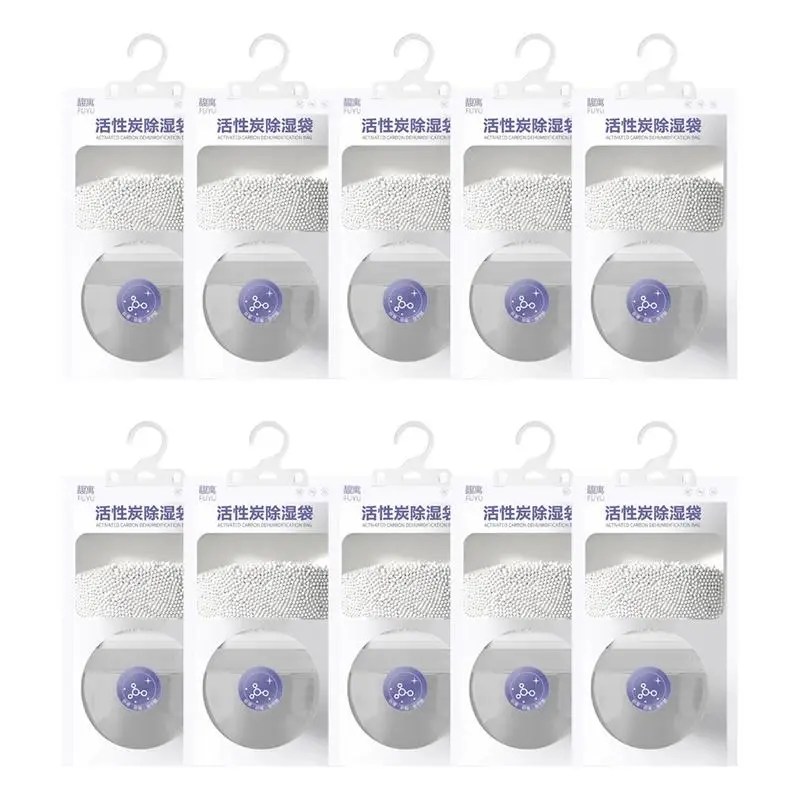 

10 Pack Closet Dehumidifier Bag Hanging Wardrobe Hanging Moisture Bag Humidity Absorber Dessicant Packet For Bedroom And Kitchen