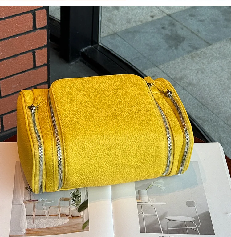 Echtes Leder Unisex Hängende Kosmetiktasche Reise Große Kapazität Multifunktionale Premium Toilettenartikel-Aufbewahrungstasche Tragbar – Detail 6