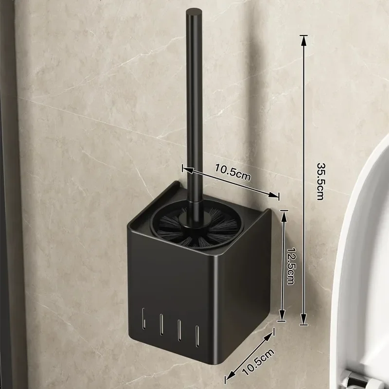 Space Aluminum Toilet Brush Wall Mounted Washing Toilet Brush Punch-Free Toilet Cleaning Tools Bathroom Accessories