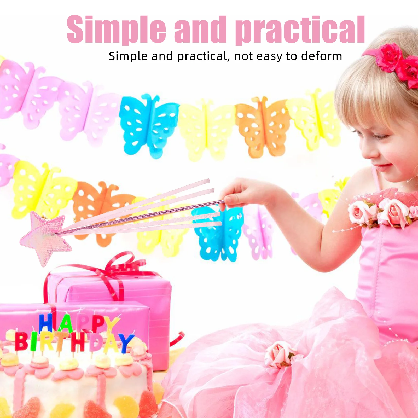 

6pcs Fairy Princess Wand Five-Pointed Star Design Soft Fabric Party Performance Props Birthday Halloween Christmas Favors
