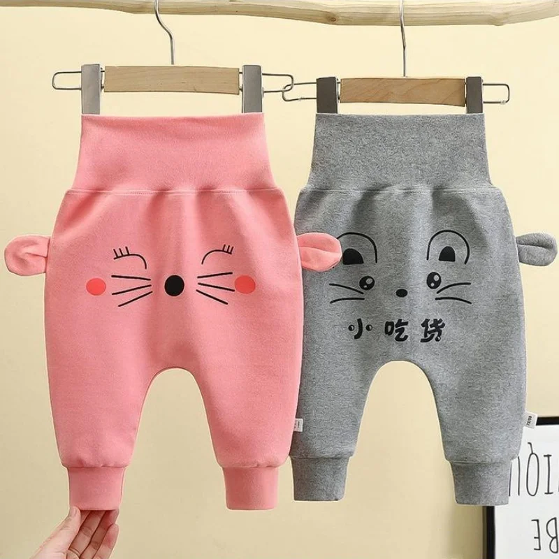 Verdickte Baumwollhosen für Kleinkinder, Babyhosen mit Cartoon-Print, Herbsthosen für Neugeborene Jungen und Mädchen mit großem Hüftumfang, Kleidung 0-3 Jahre – Detail 1