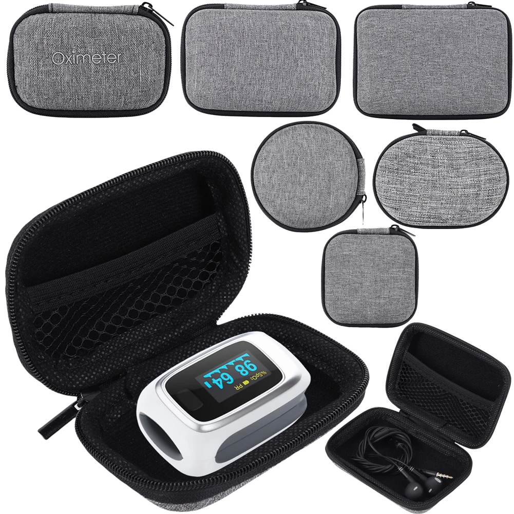 Tas penyimpanan Earphone kecil, tas pengatur kabel Data cangkang keras dengan saku jala teknologi Mini