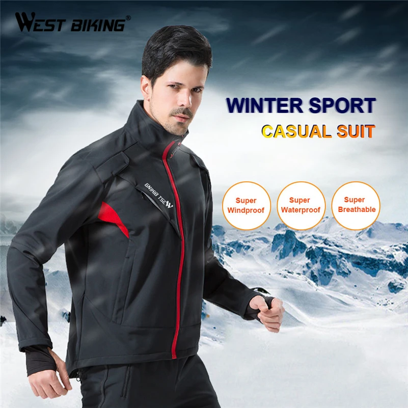 WEST BIKING Reflective Windproof Cycling Set Winter Thermal Bicycle Jacket Suit Clothes Pants Outdoor Sport MTB Man Sportswear