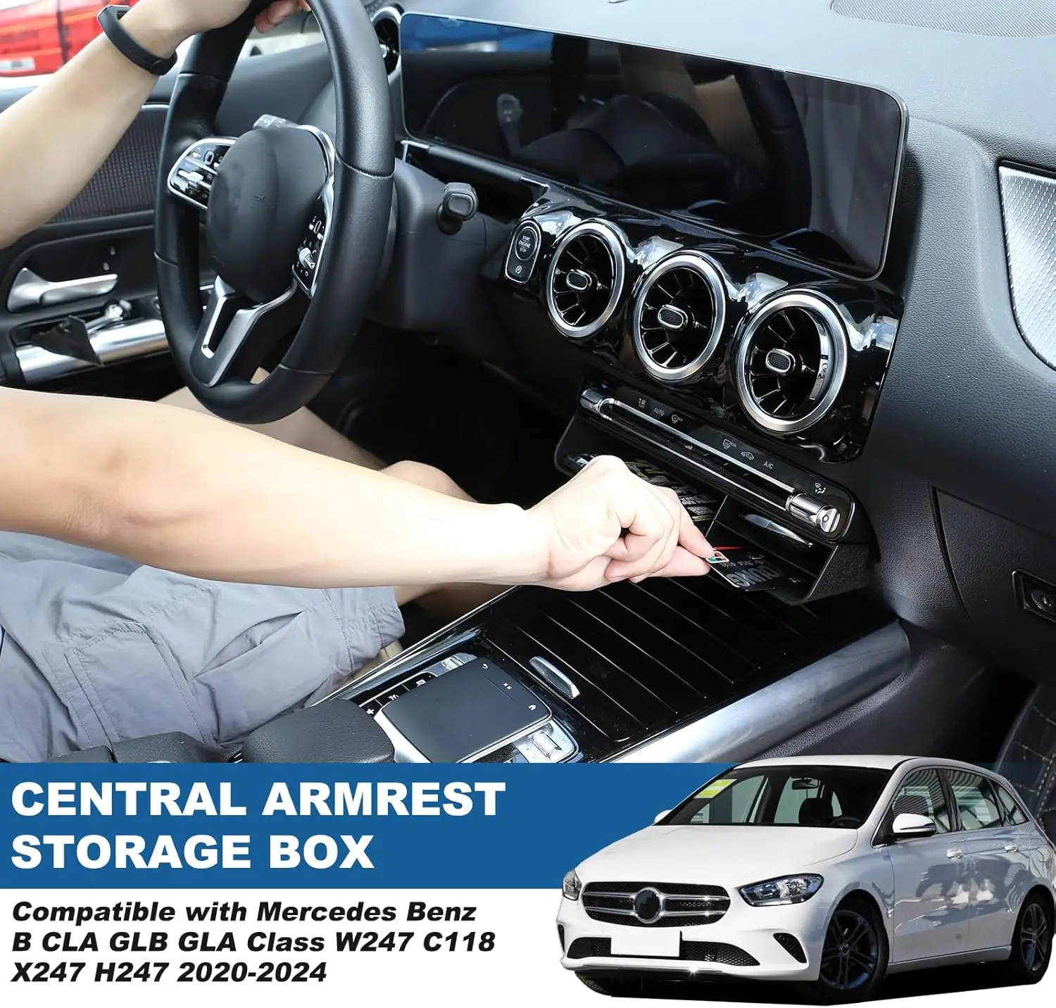 

For Mercedes Benz A B CLA GLB GLA GLE Class W177 W247 C118 X247 H247 W167 EQA EQB 2020 2021-2025 Car Central Control Storage Box