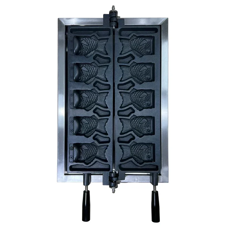 2025Hot Commercial 220V Fish Shape Ice Cream Waffle Cone Machine Open-Mouth Taiyaki Maker Snack Machine
