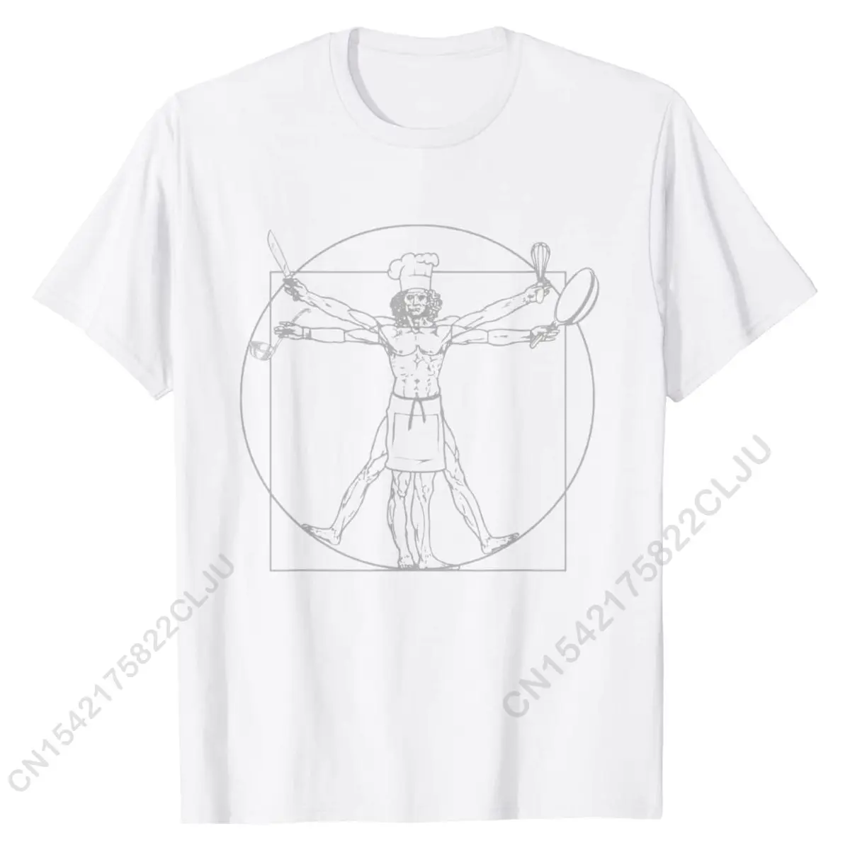 Chef Shirt Vitruvian Man Da Vinci Funny Cooking Tee Gift T-Shirt Cotton Male T Shirt Casual Tops Shirts Slim Fit Design