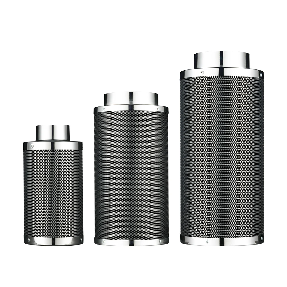 

4/5/6/8 Inch Carbon 35MM Stainless Steel Activated Carbon Filter For Indoor Hydroponic Planting Tents Greenhouse Flower Garden