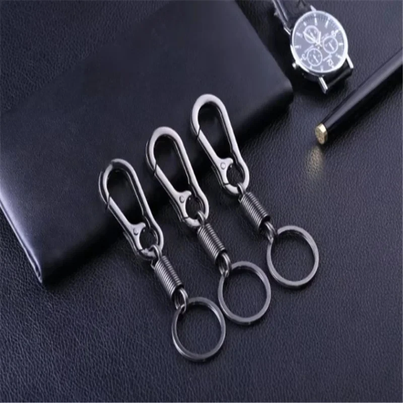 Spring Keychain Climbing Hook Car Keychain Simple Strong Carabiner Shape Keychain Accessories Metal Vintage Keychain