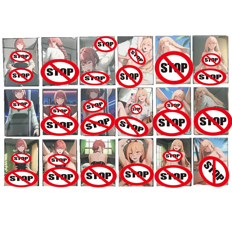 

18Pcs/set Homemade Animation Cards Chainsaw Man Pava Makima ACG Sexy Nude Card Fan Series Toys Game Gift Comic Collection Card
