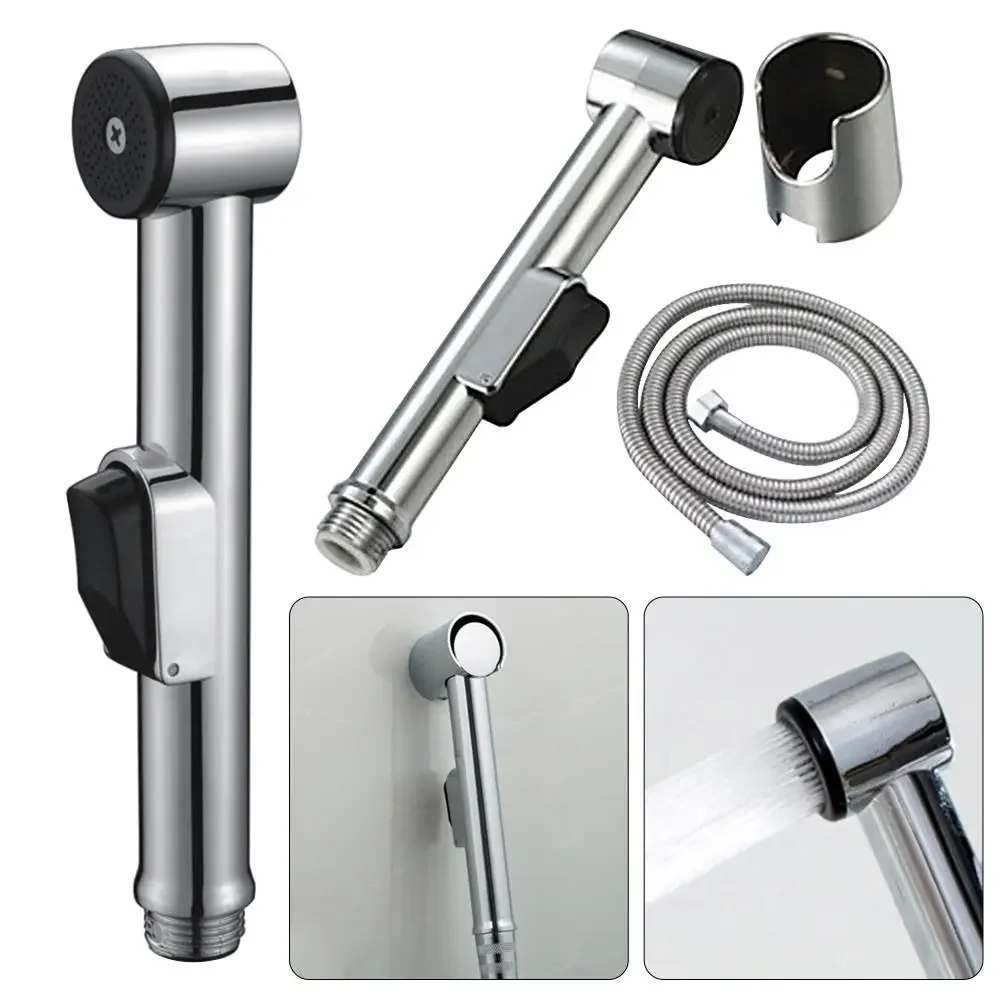 Adjustable portable hose spray shower head toilet, bidet head, bathroom shower, stainless steel self