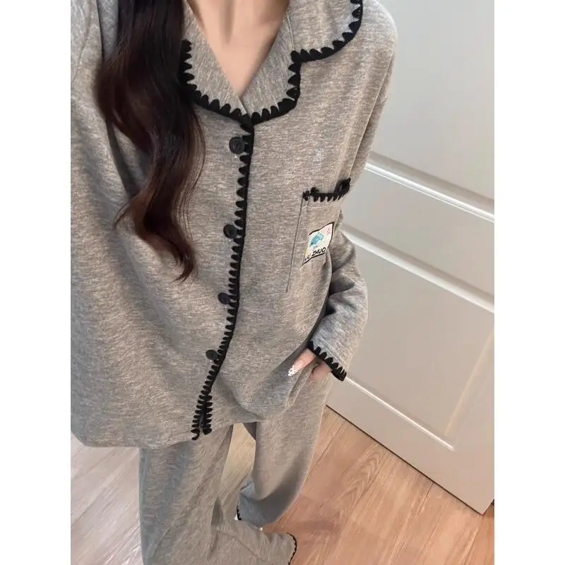 

Горячая одежда для отдыха Lazy Wind, осенне-зимняя бархатная флисовая пижама с длинными рукавами, утепленная пижама для отдыха, модный комплект одежды для дома, допамин